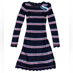 Karen Millen Pointelle Knit Stripe Dress